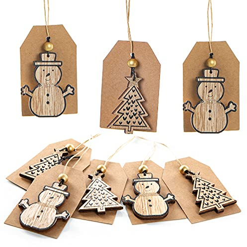 Logbuch-Verlag 8 Geschenkanhänger Weihnachten für Namen Namensanhänger Geschenketiketten 9,5 x 5,5 cm mit Weihnachtsanhänger aus Holz