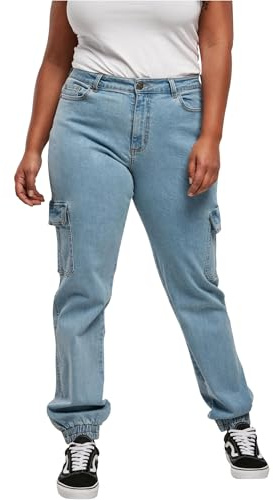 Urban Classics Damen Ladies Organic Stretch Denim Cargo Pants clearblue Bleached, 27