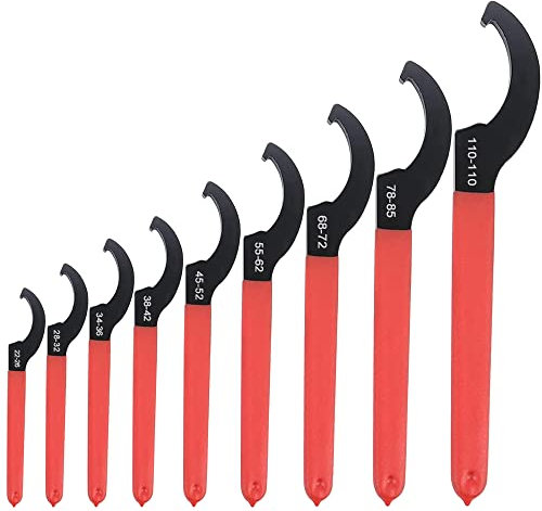 TINSKY 9pcs Steel C-Shape Coilover Adjustable Spanners Adjustment Tool For Most Coil Over