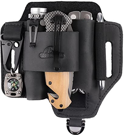 Topstache Leder-Multitool-Etui, EDC Gürtel-Organizer für Arbeit und den täglichen Gebrauch, Ledermann-Etui, Lederscheide für Multifunktionswerkzeug, schwarz