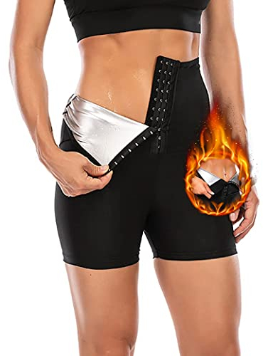 LIPIODOL Saunahose zum Abnehmen Damen Sauna Sports Kurze Hose Hohe Taille Training Sporthose Laufhose Schwitzhose Effekt Sporthose Gewichtsverlust Hohe Taile Leggings Body Shaper