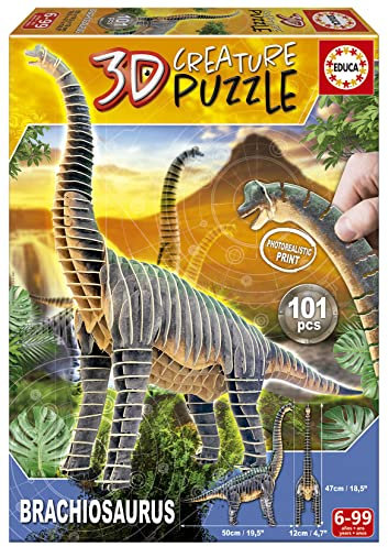Educa - Brachiosaurus, 3D Puzzle für Erwachsene und Kinder ab 6 Jahren, 101 Teile, Dinosaurier (19383)