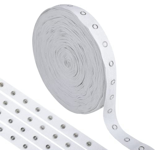 15 Yard Nähen Snap Tape Trim, Snap Button Tape Weiches Tuch Nähen Snap, Nähen Snap Band Verschluss Druckknopf Band zum Nähen DIY Zubehör (15 Yard Schwarz) (Weiß)