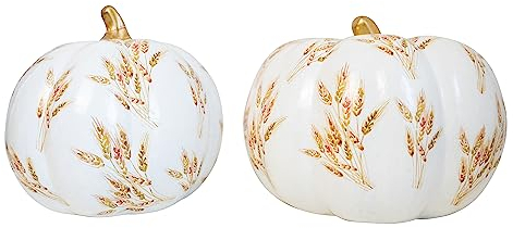 HEITMANN DECO - Keramik Pilze 2er Set, weiß mit goldenem Muster, ca. 40cm & 25cm