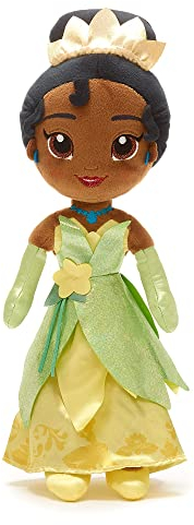 Disney Store Offizielle Tiana-Kuschelpuppe, Küss den Frosch, 37 cm, Kuschelpuppe im klassischen Outfit mit Stickereien und weicher Oberfläche