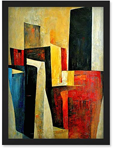 Doppelganger33 LTD Bold Modern Abstract Cubism Acrylic Painting Artwork Framed Wall Art Print A4