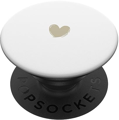 PopSockets Pop Grip:Beige Weiß Minimalistisch Herz PopSockets mit austauschbarem PopGrip
