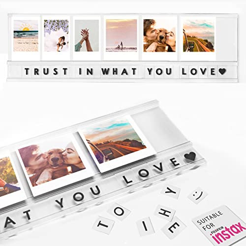 Elil Instax Mini-Wandrahmen, 8,6 x 39,9 cm, Acryl, schwebender Rahmen mit personalisierter Nachricht, großer Familien-Bilderrahmen, Collage, Wanddekoration für Instax Mini, quadratische und breite