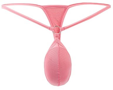Faringoto Perizoma da uomo in rete, mini bikini, a vita bassa, perizoma gay, biancheria intima da uomo, Rosa, S