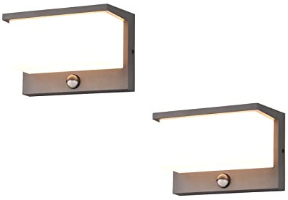 meineWunschleuchte Außenwandleuchte mit Bewegungsmelder 2er SET in Anthrazit & Weiß IP54, Breite 23cm
