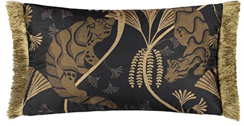 Paoletti Moondusk Rectangular Polyester Filled Cushion,Noire Black,30 x 50cm