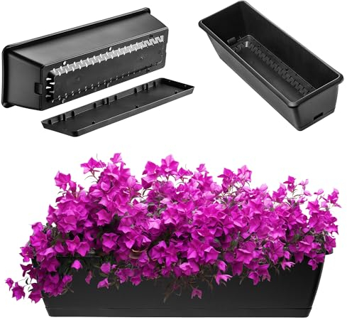 KADAX Fioriera 60 cm, antracite - Fioriera in plastica con sottovaso, resistente e facile da pulire, per fiori ed erbe all'aperto