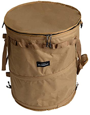 Cubo de Basura para Camping, cesto Plegable para la Ropa Sucia con Clips, Cubo de Basura Multifuncional, marrón