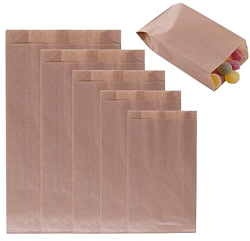 DIY-24H | 5 Größen wählbar | Papiertüten Farbe Braun, Geschenktüten aus Papier, Kleine Tüten für Süßigkeiten, Kraftpapiertüten, Plätzchentüten, Brottüten, Brötchentüten (210x430x80mm, 1000 Stück)