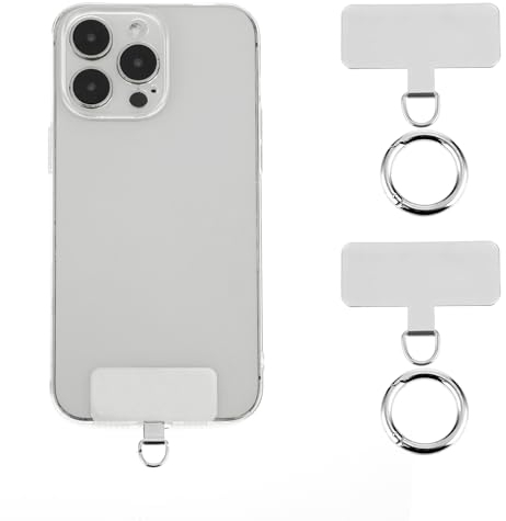 Amaxiu 2 Stück Handy Tether Tabs,Universelle Galvanik Edelstahl Patches mit Metall Federverschluss Ring Handy Gurt Ersatzteil Kompatibel mit Smartphones In Vollständig Abdeckender Handyhülle(Silber)