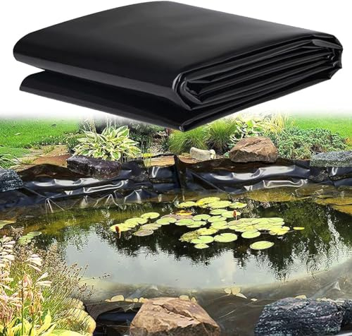 MISKYN Teichfolie,Gartenteich Teichplane,Große Fischteichfolie,Schwarze Folie Garten,Teichfolie 3X3m,Baufolie Extra Stark,Für Fischteiche,Brunnen,Wassergarten Und Wasserfall,4 * 8m