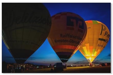 Puzzles 1000 Stück Holz Montage Bild，Heißer Ballon, Nacht, Lichter, Himmel，Filmplakat Für Erwachsene Spiele Lernspielzeug（75x50cm）-301