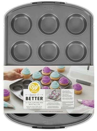 Wilton Cupcake Pan, 12 Cup Non-Stick Silicone Cupcake Mold, cupcakke Pan for Baking and Decorating, Microwave and Dishwasher Safe, Black