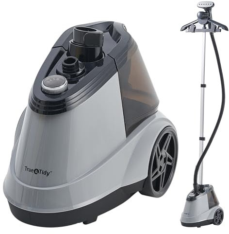 True & Tidy - Vaporizador de ropa de pie, resistente con más de 90 minutos de tiempo de vapor, para uso doméstico y comercial, 1800 vatios de vapor potente, ruedas para un fácil movimiento, 3 ajustes