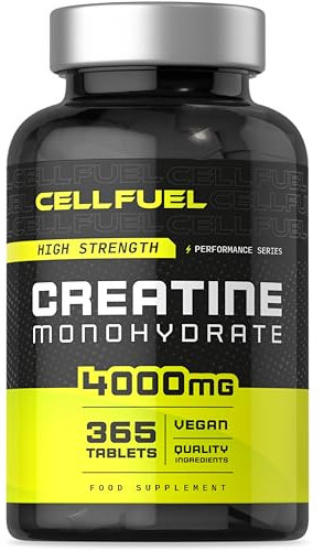 Creatine Monohydrate Tablets 4000mg | High Strength | 365 Vegan Pills | by CELLFUEL