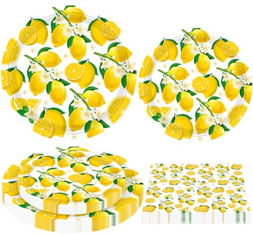 120 Paquets de Décorations de Fête au Citron Accessoires pour fêtes d'anniversaire sur le thème de la limonade Décoration de table sur le thème des citrons pour les fêtes de mariage et de douche