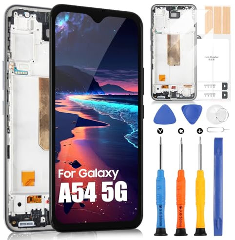 LCD Display für Samsung Galaxy A54 5G Display für Galaxy A54 5G SM-A546E SM-A546B Bildschirm Digitizer Touchscreen Assembly mit Reparatur-Set, Fingerabdruck Nicht unterstützen (Schwarz mit Rahmen)