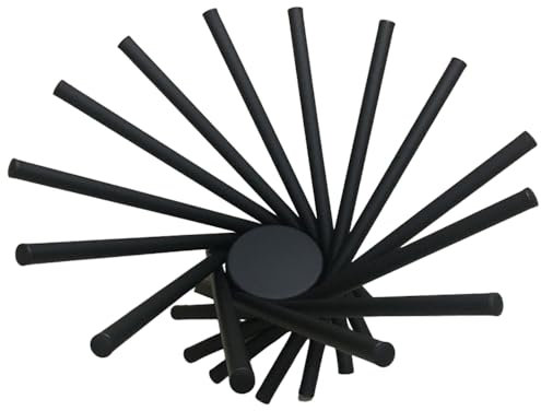 TINMIX Adjustable Countertop Stainless Steel Modern Fruit Basket Holder for Vegetable Storage, Pillar Length 34cm, Black