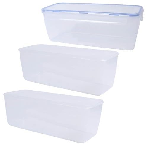 Xbopetda Bread Bin Bread Storage Containers Airtight, Plastic Bread Proofing Box, Cake Container Bread Storage for Kitchen Countertop, Translucent Food Storage Container, 3 Container & 1 Sealing Lid