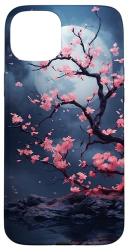 Japanese Floral Sakura Moon Cherry Blossom Case for iPhone 15 Plus