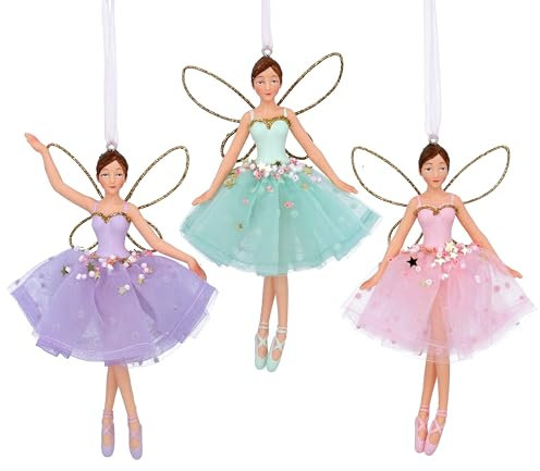 Gisela Graham Pastel Fairy Christmas Tree Decorations - set of three