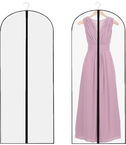 Long Dress Bags Covers,2 PCS Dress Bags Covers Long,Garment Covers Translucent with Zip Waterproof Dustproof,Dress Covers Garment bags Full Length for Long Dress Shirts Suits Jackets Coats Storage