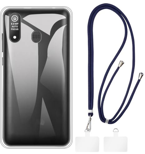Custodia TPU con Tracolla/Collana a Spalla Compatibile con Brondi Amico Smartphone XL Nero, Cover Protettiva Antiurto con Laccio Regolabile
