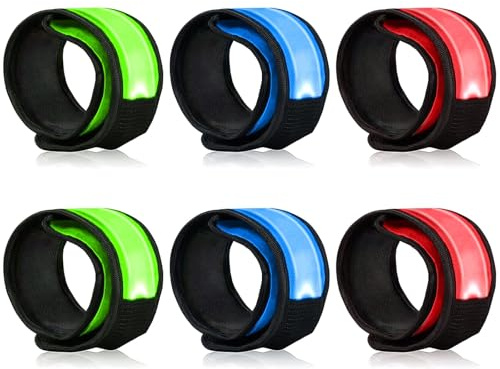 LOBKIN 6 Pack LED Armband Leuchtband,Nachtsicherheits Sicherheitsarmbänder, Leuchtarmband für Kinder, Reflektierender Gürtel, LED Lauflicht für Radfahren, Laufen, Konzerte, Camping