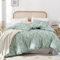 Freyamy Housse de Couette Floral 220x240+2 Taie d'oreiller 65x65cm Vert Blanc Fleurie Imprimé Parure de lit 2 Personnes Adulte Fleurs Sets de Housse Couette en 100% Microfibre avec Fermeture Éclair