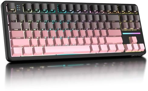 ATTACK SHARK X87 80% Wireless Mechanical Keyboard,BT5.0/2.4G/USB-C Hot-Swap Gasket Gaming Keyboard,RGB Backlit,4000mAh,Pre-lubed Linear Switch,Side Engraved Gradient PBT Keycap for PC/MAC-Black Pink