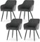 CLIPOP Esszimmerstuhl 4er Set Küchenstuhl Leinen Bezug Wohnzimmerstuhl Polsterstuhl mit Armlehne Metallbeine Polstersessel Stuhl für Esszimmer Wohnzimmer Küche (4, Leinen Dunkelgrau)