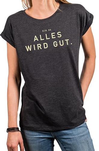 MAKAYA Damen Shirt mit Spruch Lustige Geschenke für Mütter Frauen Top Alles Wird Gut Muttertag Kolleginnen Mama Grau XXXXXL