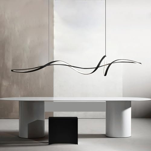 LED Dimmbare Pendelleuchte Esstisch Moderne Hängelampe Spiral Design Hängeleuchte Esszimmer Esstischlampe mit Fernbedienung Esszimmerlampe für Wohnzimmer Küche Büro Hängend Lampe (Schwarz, L100cm)