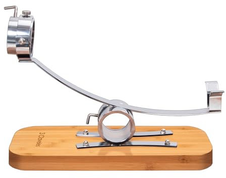 Soporte Jamonero Basculante con Cabezal Giratorio 3 Claveles, Base de Madera de Bambú y Herrajes de Metal