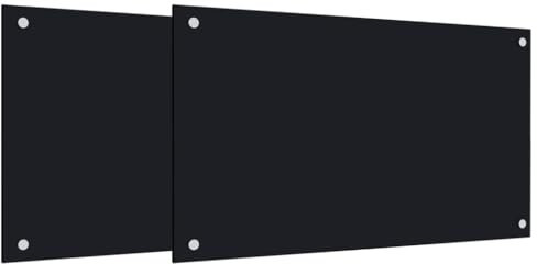 Lot de 2 Crédence de Cuisine en Verre, Plaque Anti-Projections Cuisine Protection Projection Cuisson Dosserets de Cuisine 2 pcs Noir 70x60 cm Verre trempé
