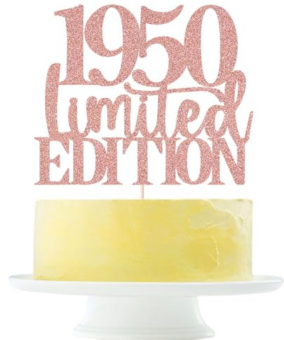 Limited EDITION 1950 cake topper 75th birthday happy birthday cake topper men and women cheer 75 years old handmade rose gold glitter cake decoration (1950)