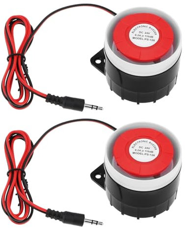 The Lord of the Tools 2pcs DC 24V 120DB Indoor Siren Wired Mini Siren Horn Siren with 3.5mm Jack Connector Compatible with GSM Alarm Home Safe Alarm
