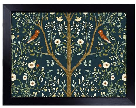 William Morris Style Floral Vol.1 | Lap Tray with Padded Cushion, Portable Surface with Bean Bag Base, Perfect Surface for Working, Crafting, TV Eating and Laptop Use