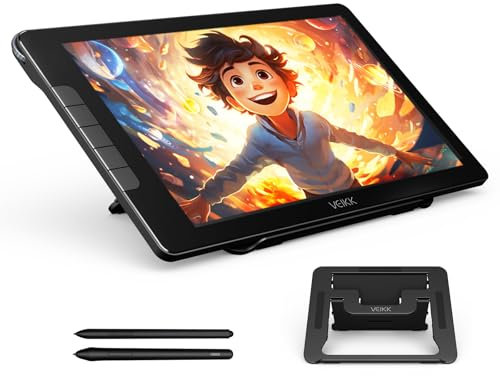 VEIKK Studio 16 Drawing Tablet • Drawing Tablet With Screen • 15.6 Screen • 99% sRGB Color Gamut • 16K Pressure Levels • Pen Display • Adjustable Stand Supports Windows, MacOS, Linux