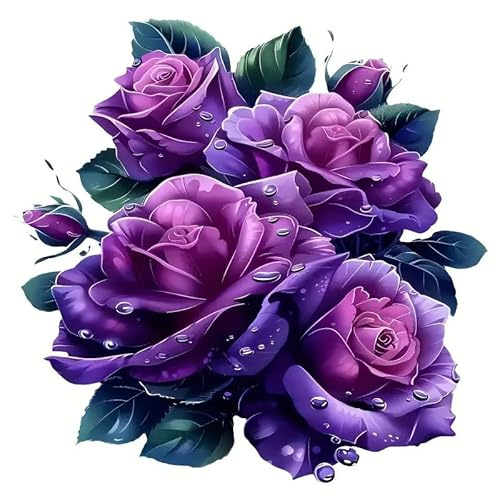 Elegant Purple Rose PVC Vinyl Car Decals Stickers Waterproof Self-Adhesive Decals for Cars, Laptops, Trucks, Motorcycles Wall Window Luggage Scratch Cover Door Decor Sticker