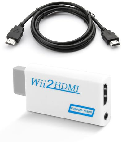 SELURK Wii auf HDMI Adapter mit 1,5 m Kabel, 1080P/720P Videokonverter für Retro-Gaming, 3,5 mm Audioausgang, Plug & Play, einfacher Anschluss für moderne Fernseher, Monitore und Projektoren (Weiß)