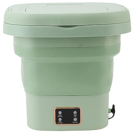 Savadora Portátil de 9L Lavadora Plegable, Interior de Cubo, Deshidratación Incorporada, Operación Tranquila, Luz Azul, Compartimento del Motor Inferior, Uso de Dormitorios,