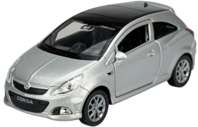 Welly Modell Auto Kompatibel mit Opel Corsa OPC D Silber 3 TÜrer ca 1/34-1/39 Metal Modell Auto Die Cast Neu im Kasten 42363