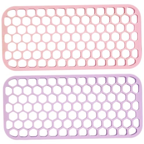 Silikon Lockenstabhalter 2 Stück Hitzebeständige Matte | Rutschfeste Struktur, für Glätteisen und Lockenstäbe, Silikon, Violett und Rosa, Salon und Zuhause