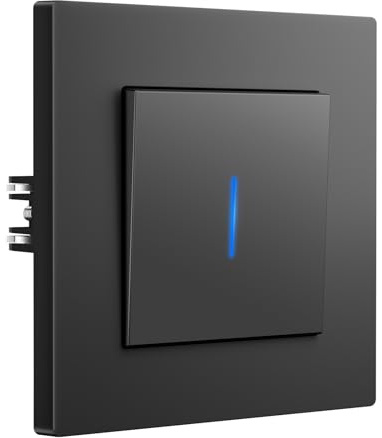 BSEED Interrupteur avec Griffes, Interrupteur Mural Avec Voyant Lumineux, installation facile, Cadre avant PC, 1 Gang 1 Voie, 86mm, Gris